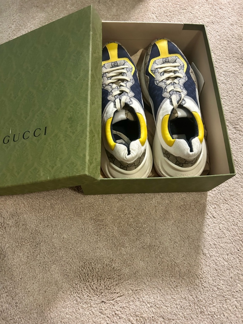 Gucci Rhyton sneakers in the Beige White Yellow'  color-way Size 14 Men’s - Picture 3 of 12